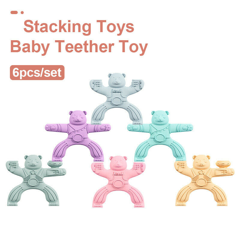 6pcs/lot Stacking Toys Game Silicone Baby Teething Chew Acrobatic Balance
