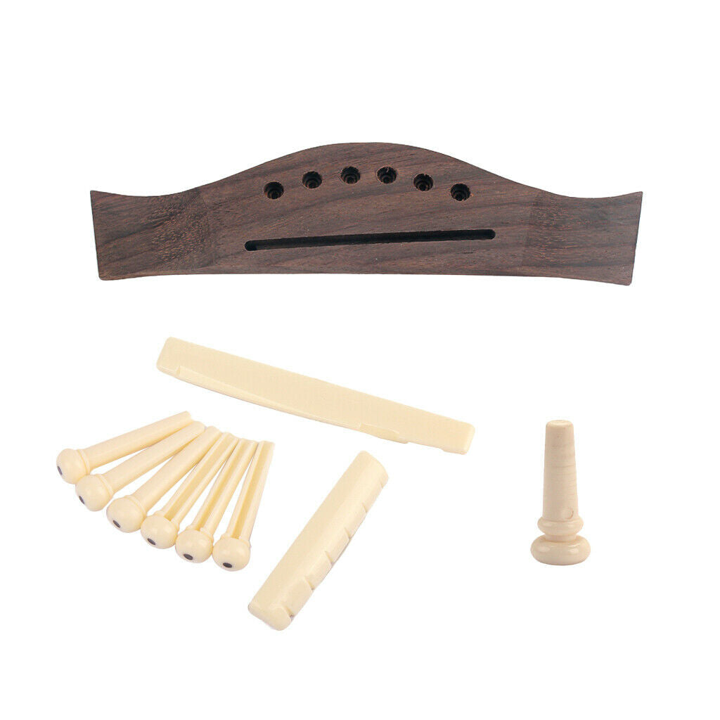 Rosewood Bridge Set Bone Bridge Pins Nut Saddle Replacement Music Instrument