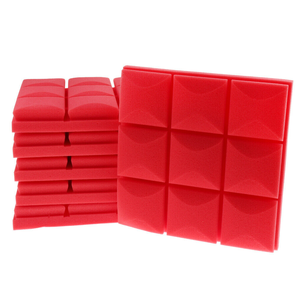 6 Pcs Sound Absorption Foam Panel Studio Soundproofing Foam for KTV Red