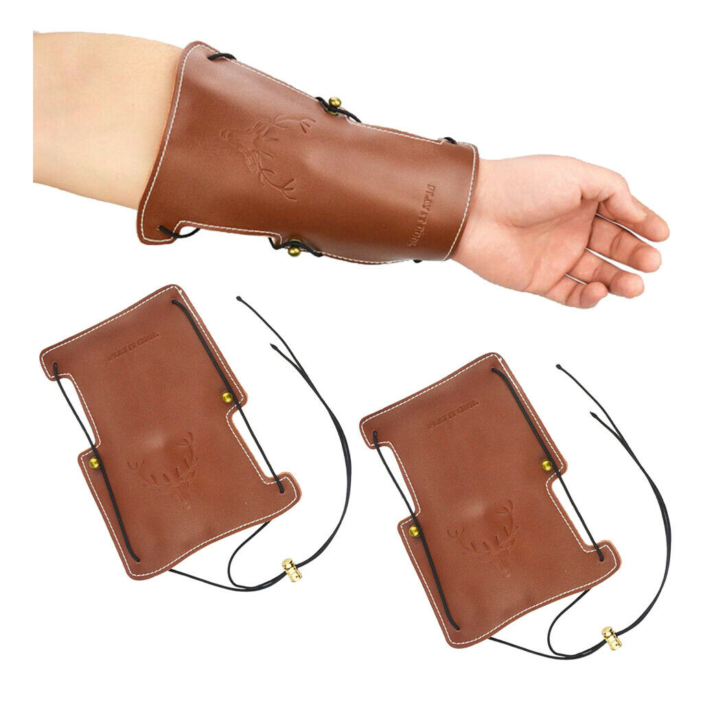 Set of 2 2-Strap Archery Arm Guard Arrow Forearm Guard Protector Accessories