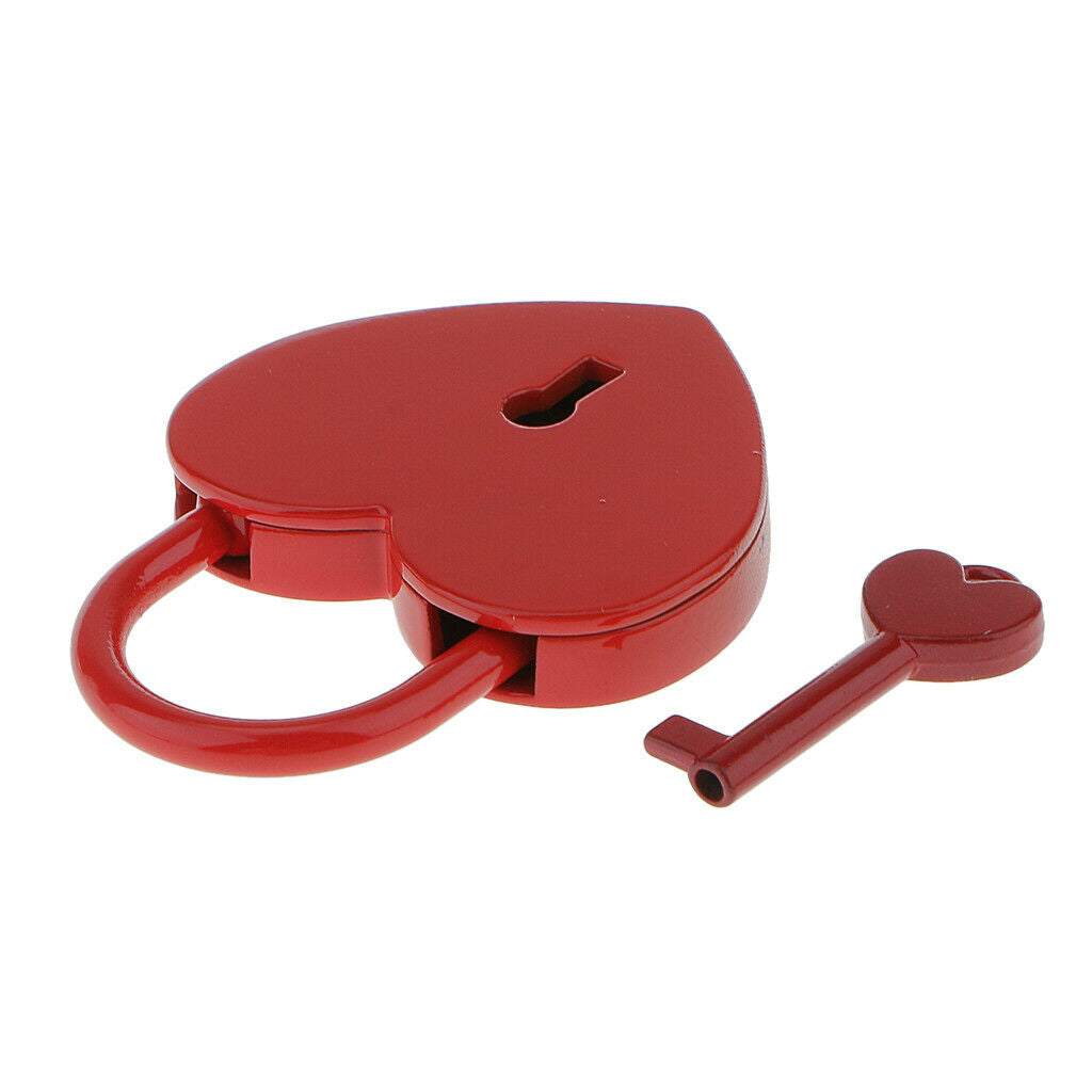 Mini Heart Shaped Padlock With Key Travel Luggage Safety Lock Set Red L