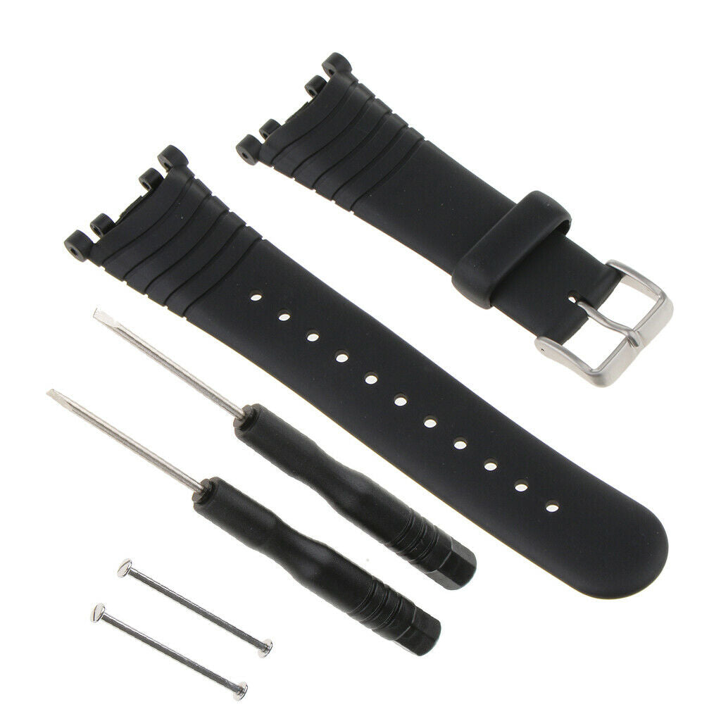 Prettyia Black Silicone Watchband for SUUNTO VECTOR Stainless Steel Buckle