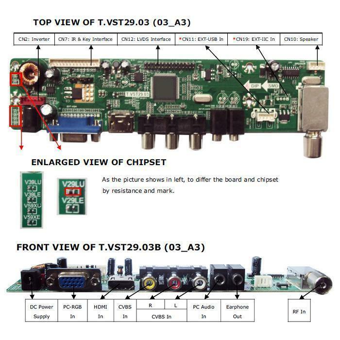 Controller Board(TV+HDMI+CVBS+VGA+USB+AUDIO) for LTM185AT01 18.5" 1366x768