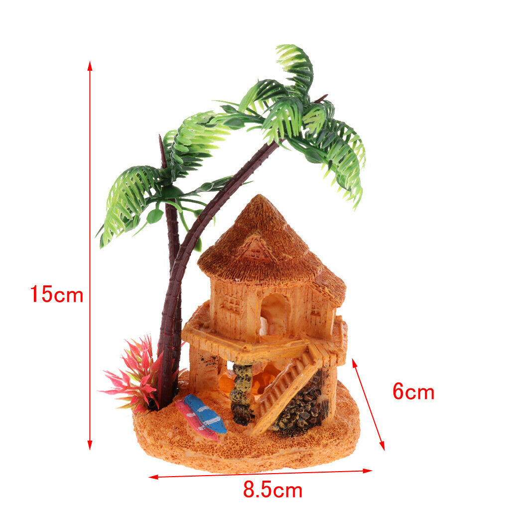 Aquarium   Tank Tree Decor Hidden Hut Cave Reptile Terrarium Ornament