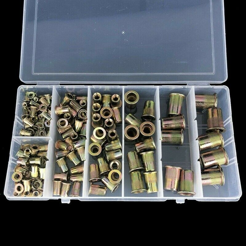 Boxed Color Steel Flat Head Rivet Nuts M3/4/5/6/8/10/12 Combination 165PCS