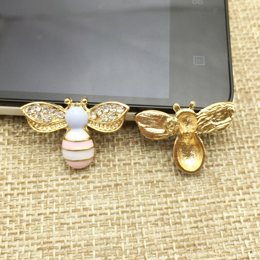 10pcs Alloy Bee Shape Rhinestone Flatback Buttons for Jewelry Making Crafts