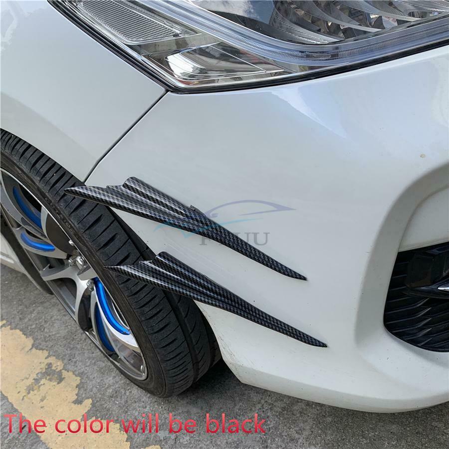 4Pieces ABS Matt Black Car Front Bumper Fin Spoiler Wing Lip Separator Universal