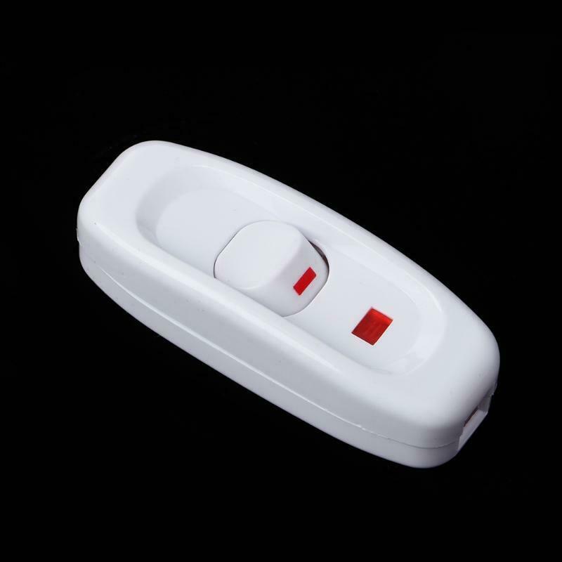 Compact White Plastic In-line Cord Light Lamp Switch 10A 250V with LED Indicator