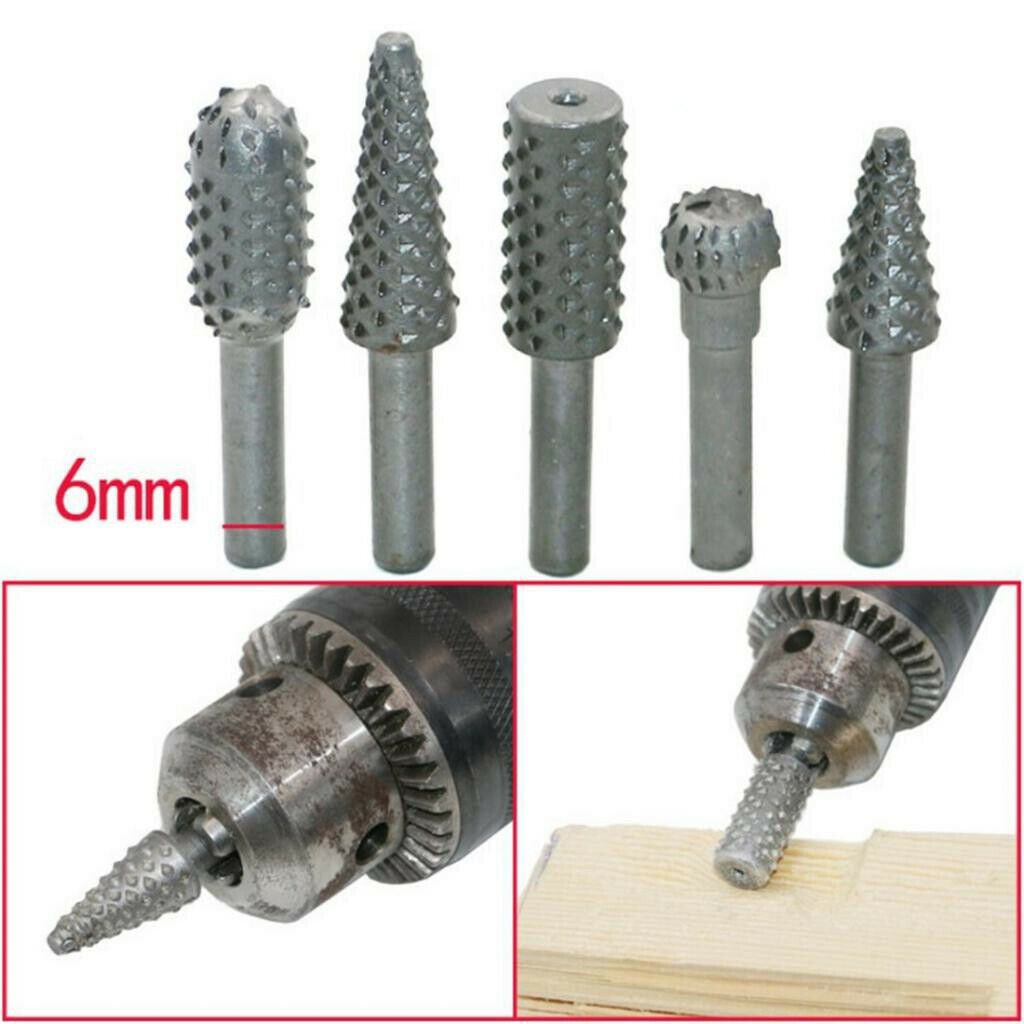 5 Pieces Rotary File Rasp Carbide Burrs Wood Carving Bits Set Woodworking