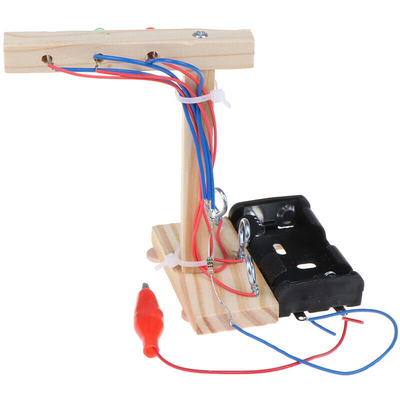 Kids Science Experiment DIY Toys Mini Wooden Traffic Light Gizmo Toys Set.l8