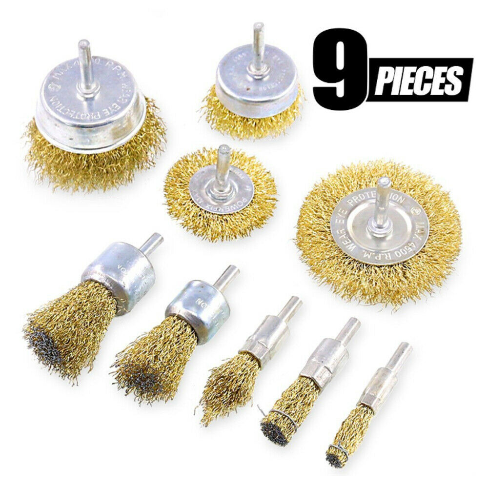 9pcs Steel Wheel Pen Cup Wire Polishing Mix Brush Set for Dremel Rotary Tool