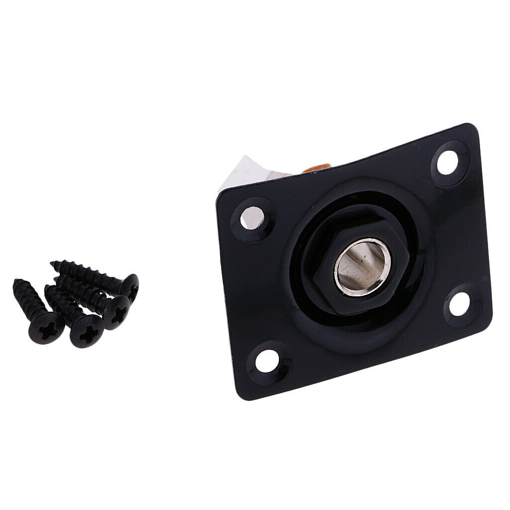 Rectangle Output Input Jack Plate Socket Plug for Electric Guitar Bass Black