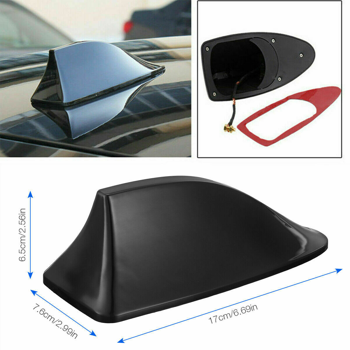 Black Shark Fin Roof Antenna Aerial FM/AM Radio Signal Decor Car Trim Universal