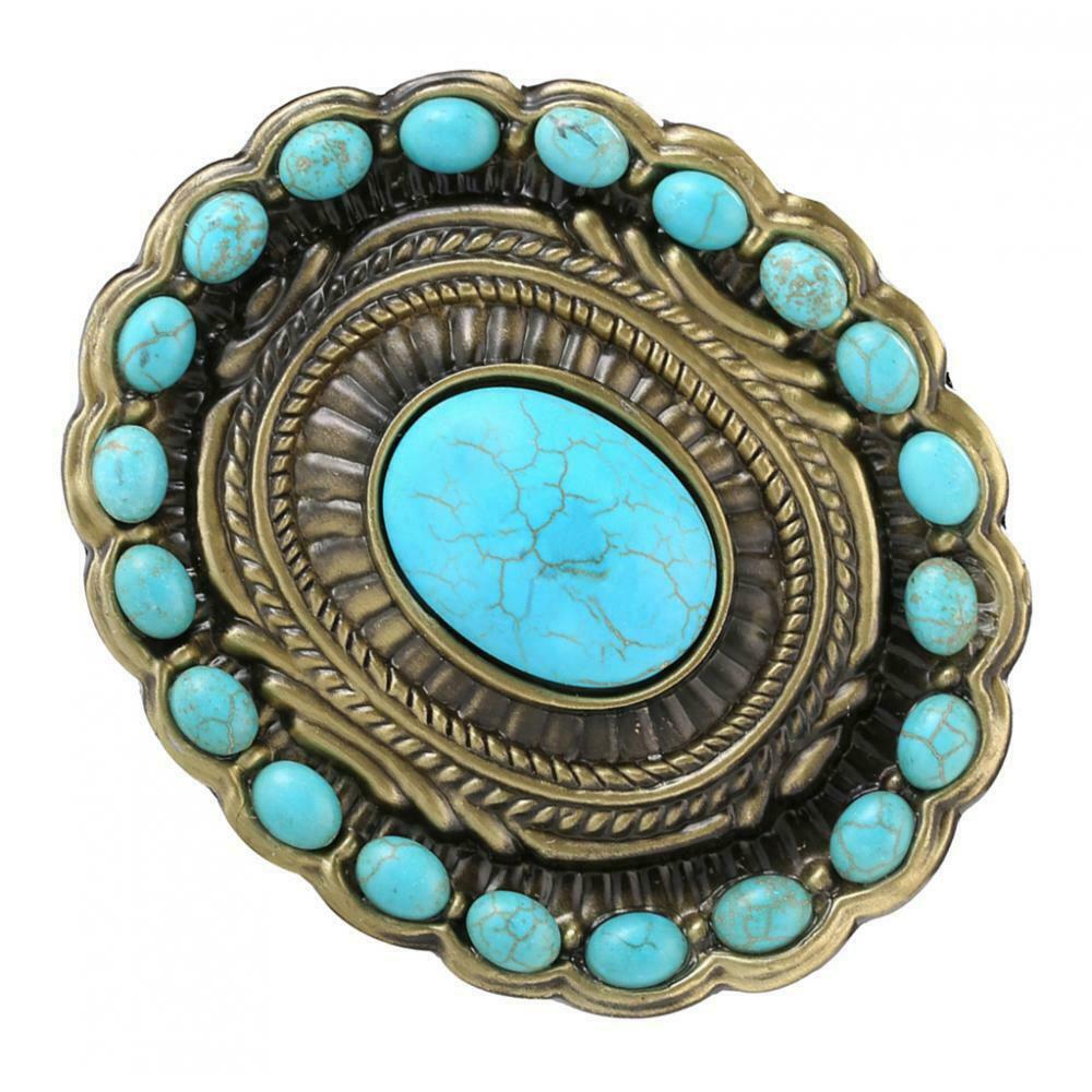 Western Cowgirl Belt Buckle American Turquoise Oval Buckle Jeans Belt Decor