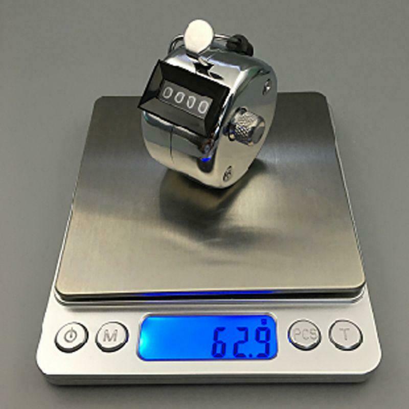 Hand Tally Counter Stainless Steel 4 Digit Mechanical Clicker with Finger Ring