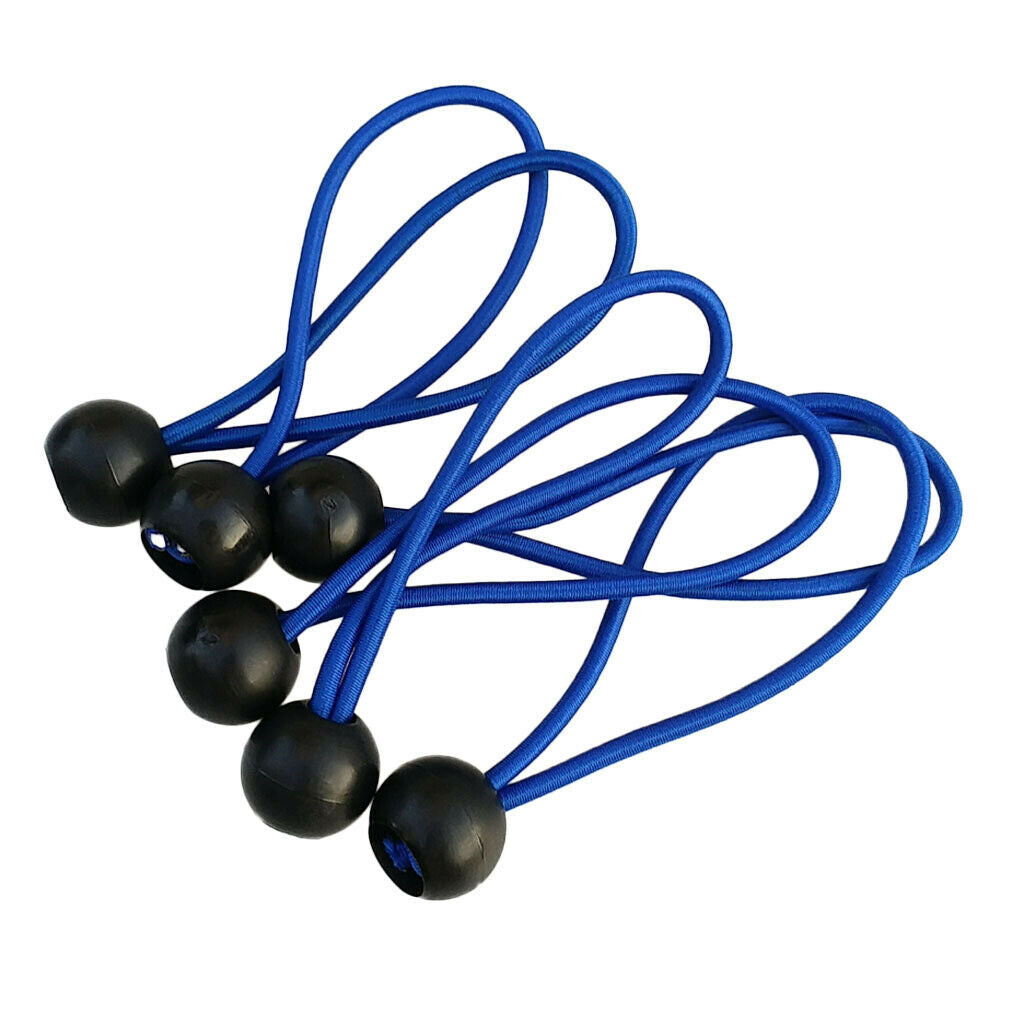 4X 6 Pieces Heavy Duty Bungee Ball Cord Tarp Tent Tie Down Tope Blue 4 inch