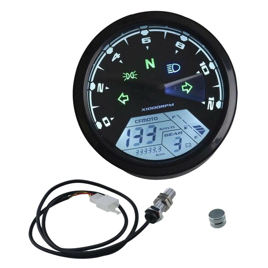 12000RPM Motorcycle Motorbike LCD Digital Speedometer Tachometer Gauges