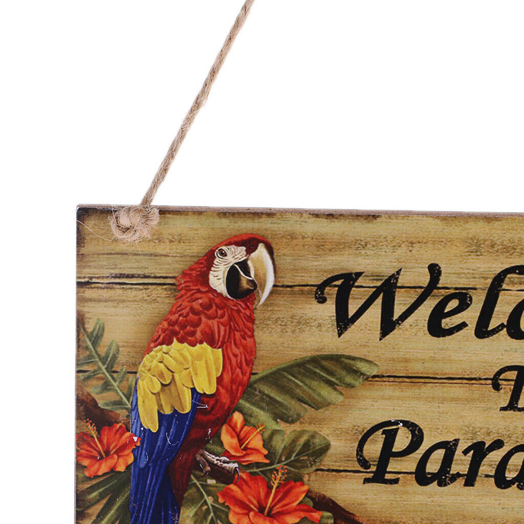 Welcome to Paradise/Paradise Found Wood Plaque with Jute Twine Hanging Sign