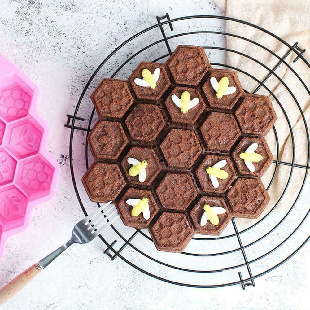 19 Cell Silicone Bee Honeycomb Cake Chocolate Candle Mold Mould Bakeware