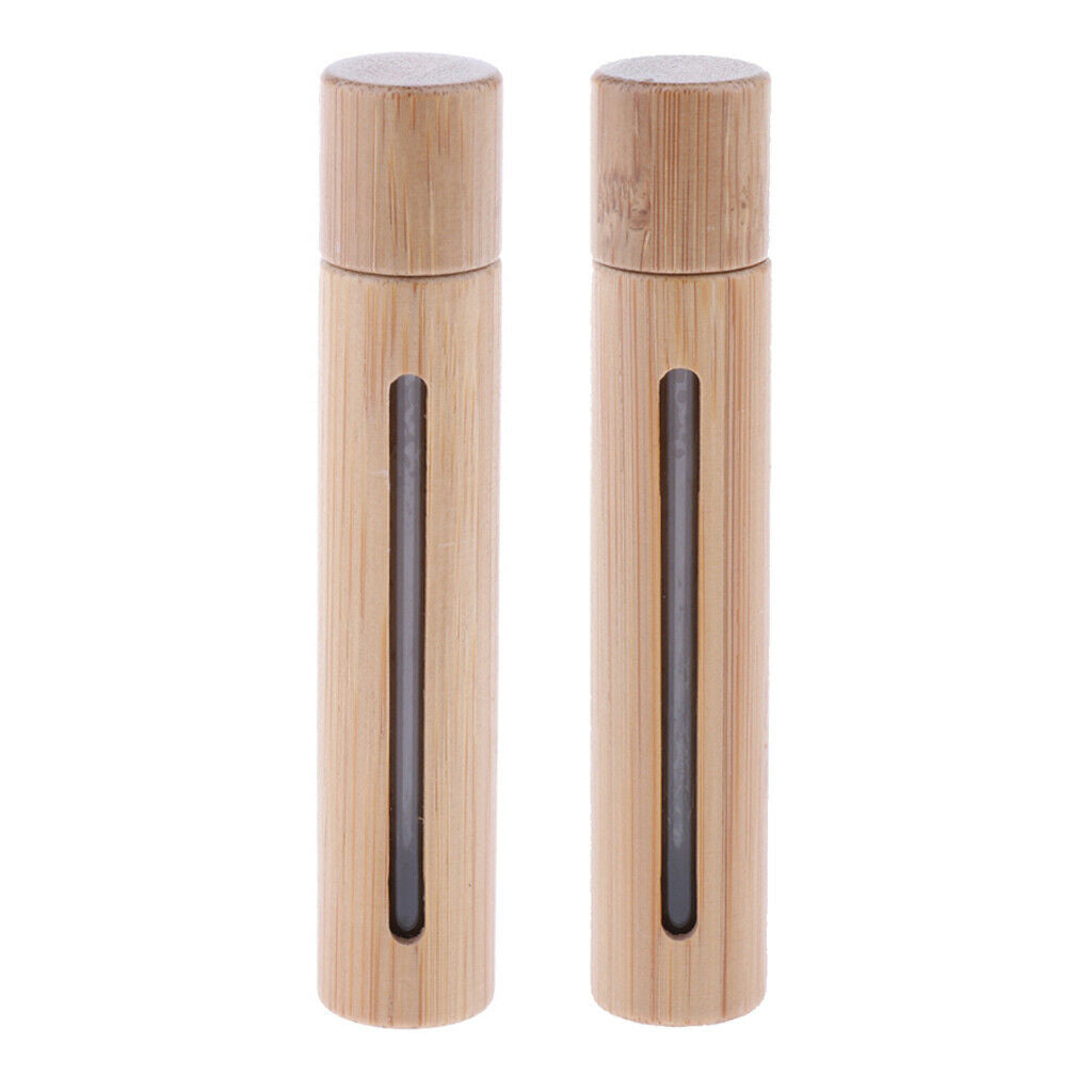 2 Pieces Empty Bamboo Roller Bottles Case Holder Essential Oil Container