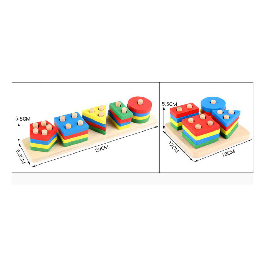 Wooden Geometric Sorting Board Toys Building Blocks for Kids Children Toddler
