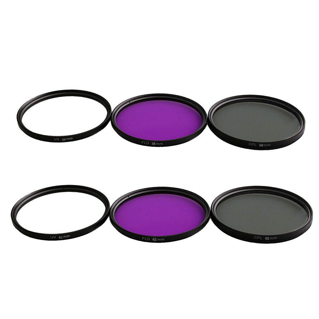 58mm+62mm UV+CPL+FLD 6 in 1 Lens Filter Set for DSLR Digital SLR Cameras