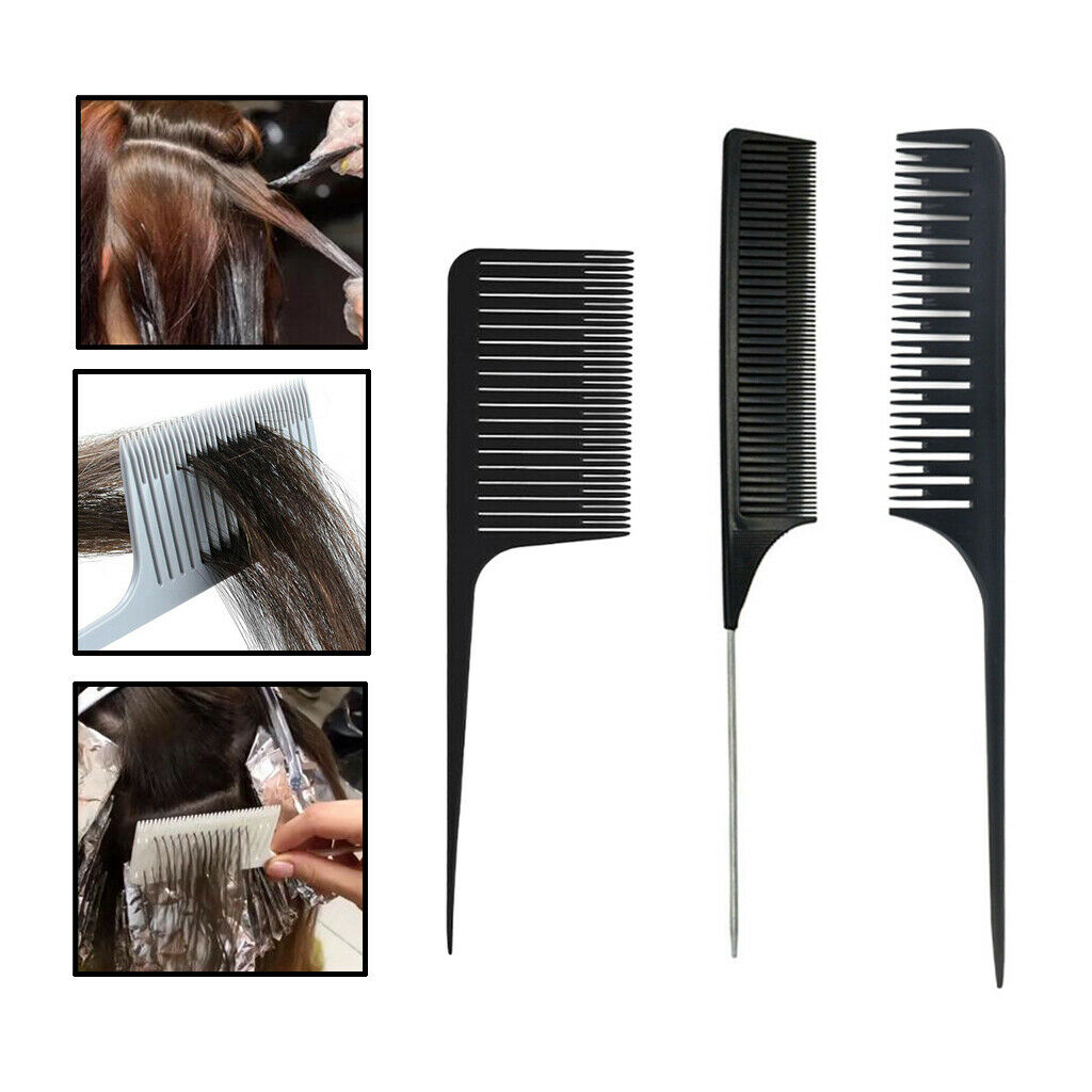 6 Pieces Professional Hair Comb with Foil for Professional Salon Tiles Black