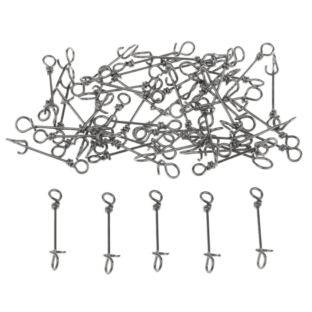 100pcs Powerful Fishing Fastach Clips Flexible Stainless Steel Connectors Snap