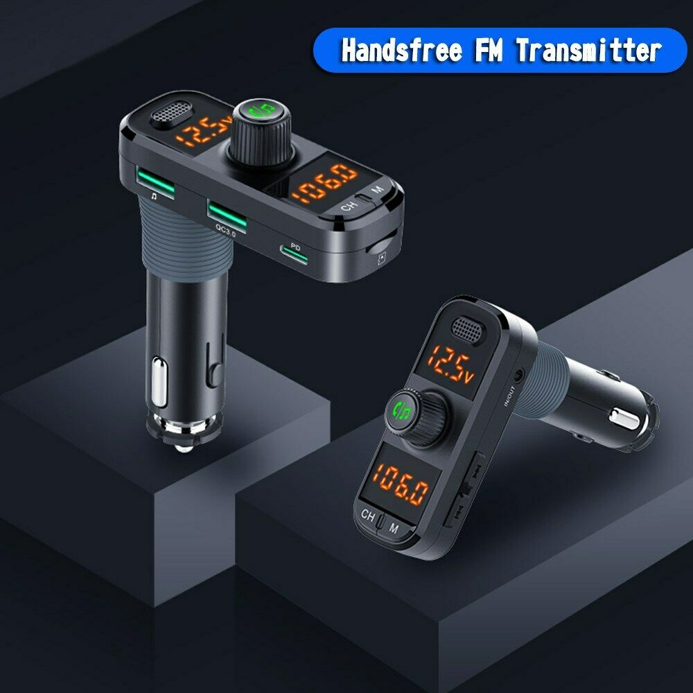 BC70 BT FM Transmitter Radio Audio Display MP3 Player Car QC3.0 PD USB Charger