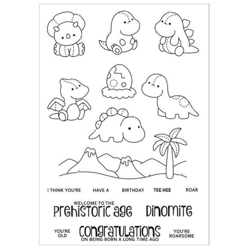 Cute Dinosaur Cutting Dies Clear Stamp for DIY Scrapbooking Paper Card Embossing