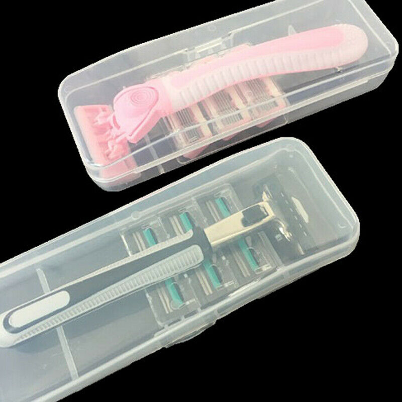2pcs Universal Handle Shaver Storage Box Full Transparent Plastic Case Razor Box