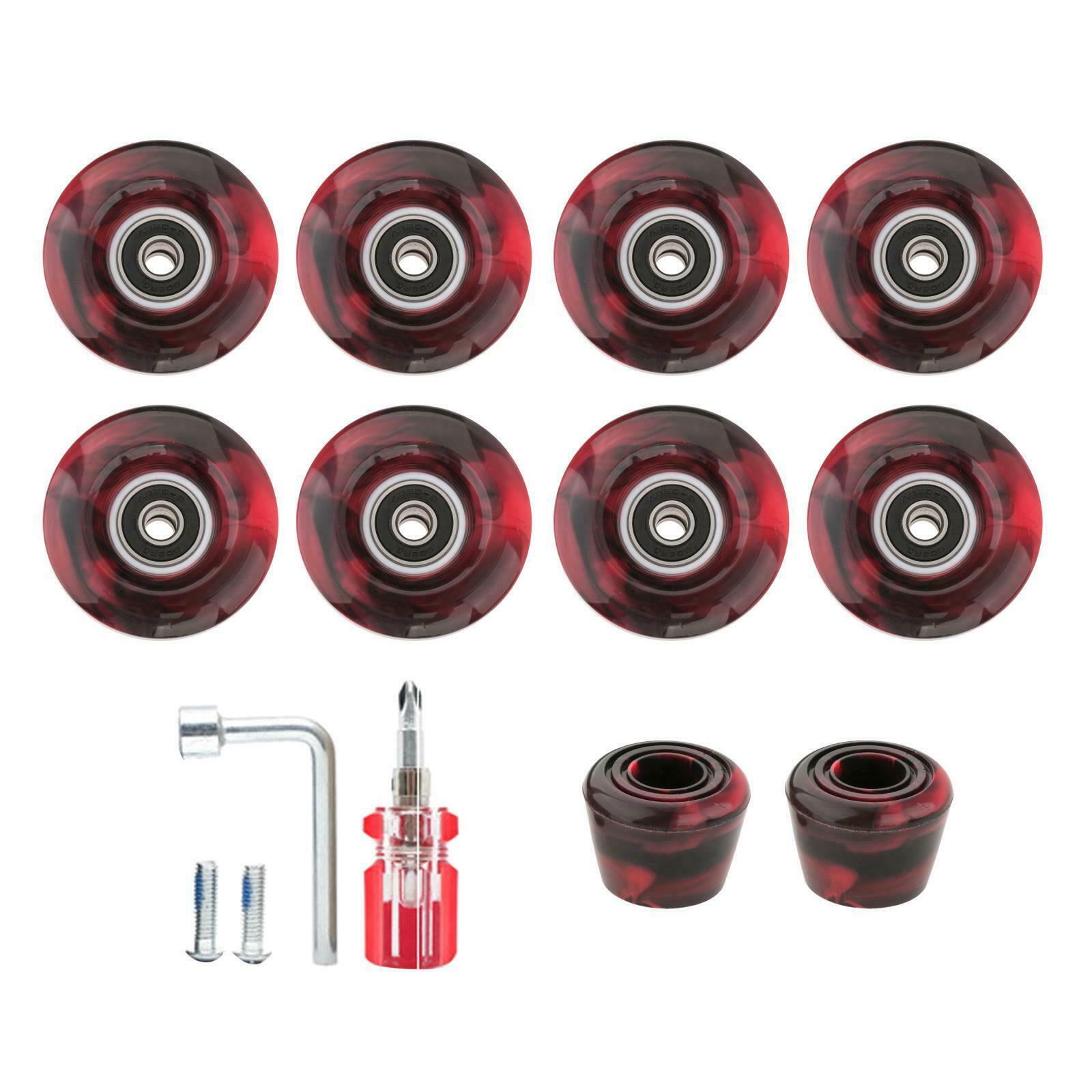8Pcs Skate Wheels with Bearings PU Wheels Skating Accessories Red Black