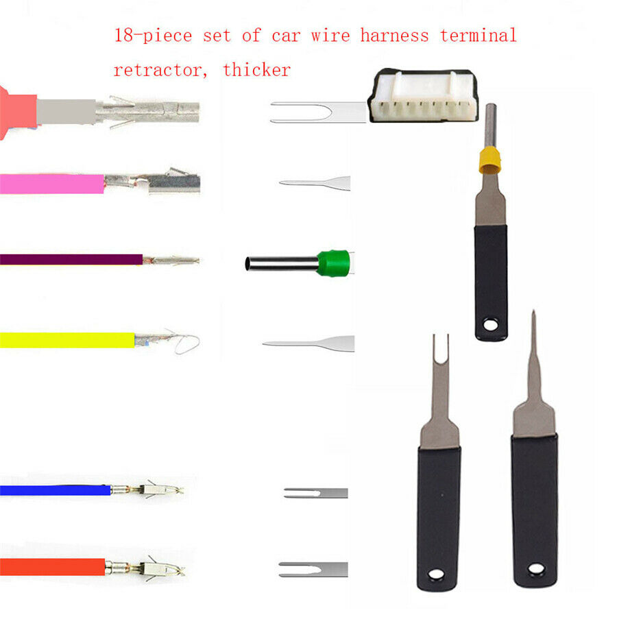 18PCS Terminals Removal Tools Car Wire Connector Pin Extractors Puller Remover