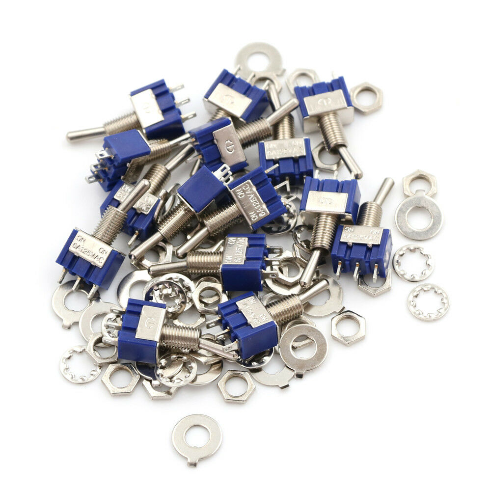 15 Pcs AC 125V 6A SPDT ON-ON 3 Pin Latching Mini Toggle Switch Pip US