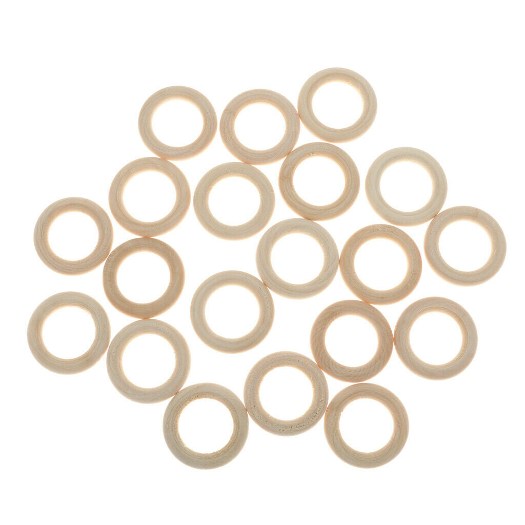 20x Natural Wood Loop Blank Wooden Ring Making Jewelry Finding Kids Gifts