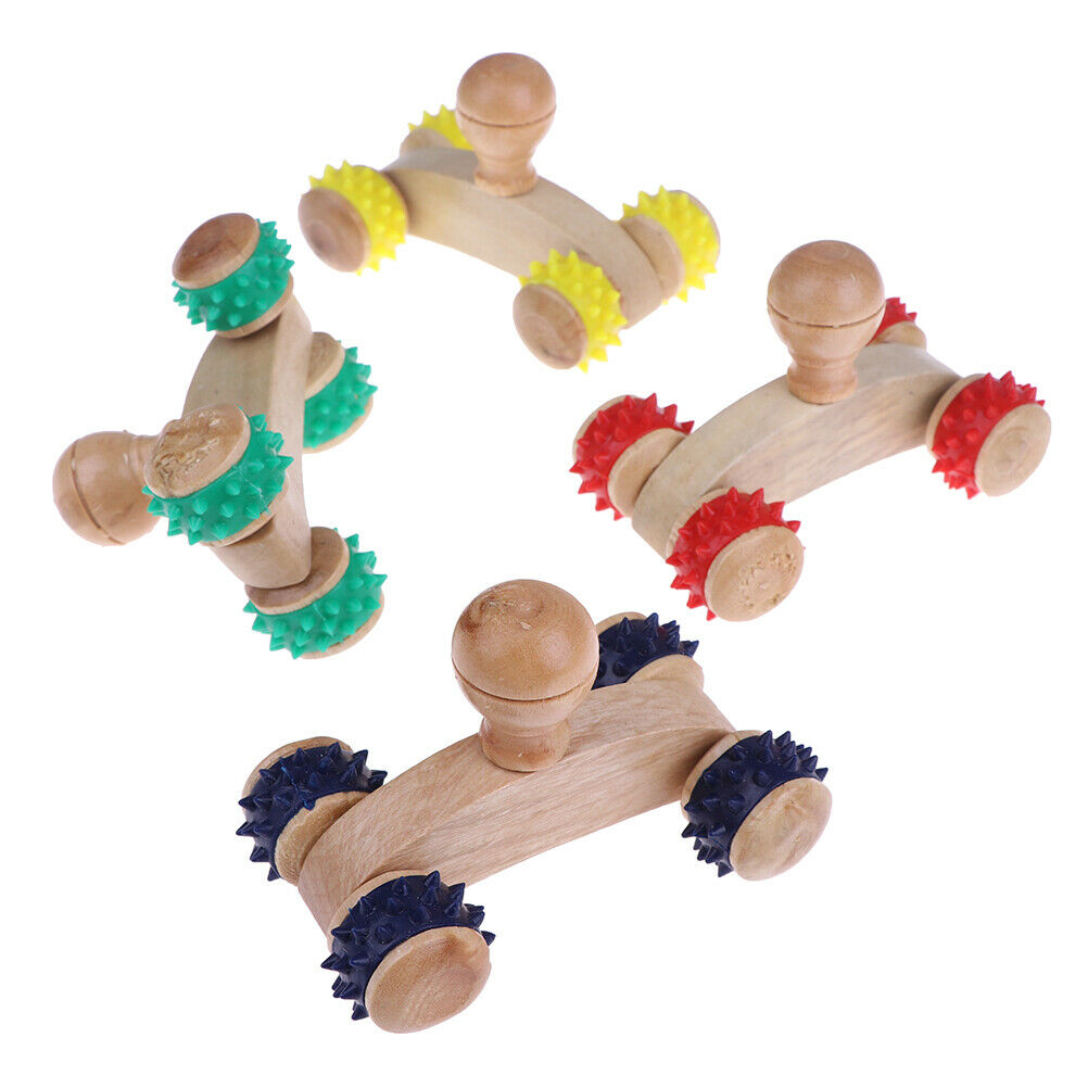 Solid Wooden Roller Relaxing Hand  Massage Tool Reflexology Face Foot Body _L Kt