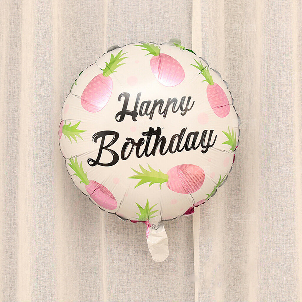 Fruit Pineapple Happy Birthday Balloons Hawaiian Luau Party Decor Pink