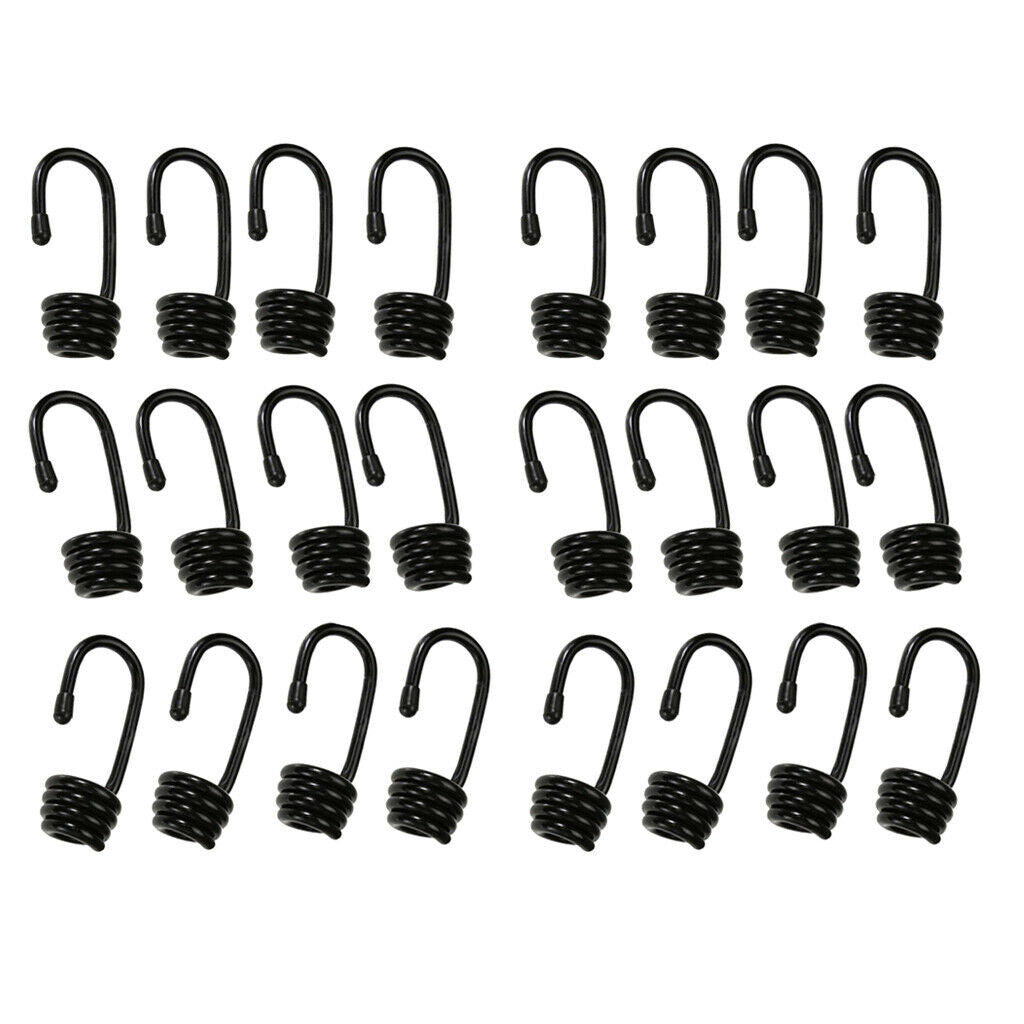 24x Bungee Shock Cord End Spring Hooks 6mm Luggage Strap Clips For Canoe