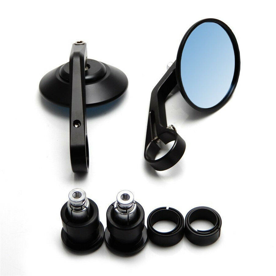 2PCS Round Motorcycle Rear View Handle Bar End Rearview Side Cafe Racer Mirrors