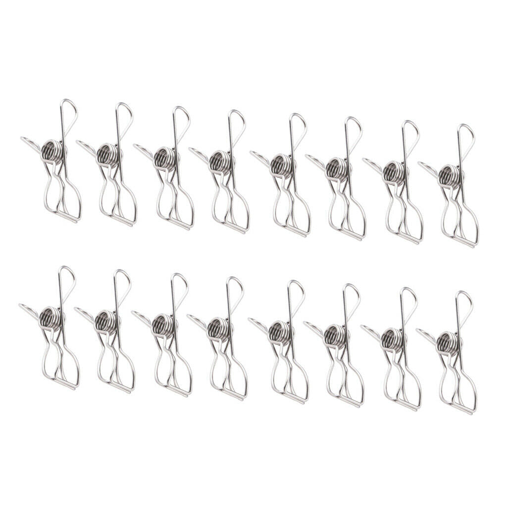 16 Pieces Multi-purpose Clothesline Utility Clips Steel Wire Clips 10cm