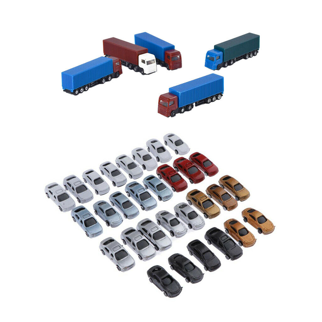 Lots 35 1:200 Z Gauge Plastic Car + Truck Mini Diorama Sand Table Accessory