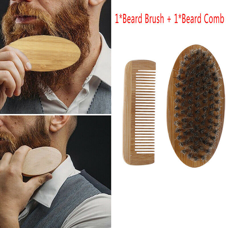 Mustache Care Wood Beard Comb Facial Shaving Boar Bristle Brush Beard Groo.l8
