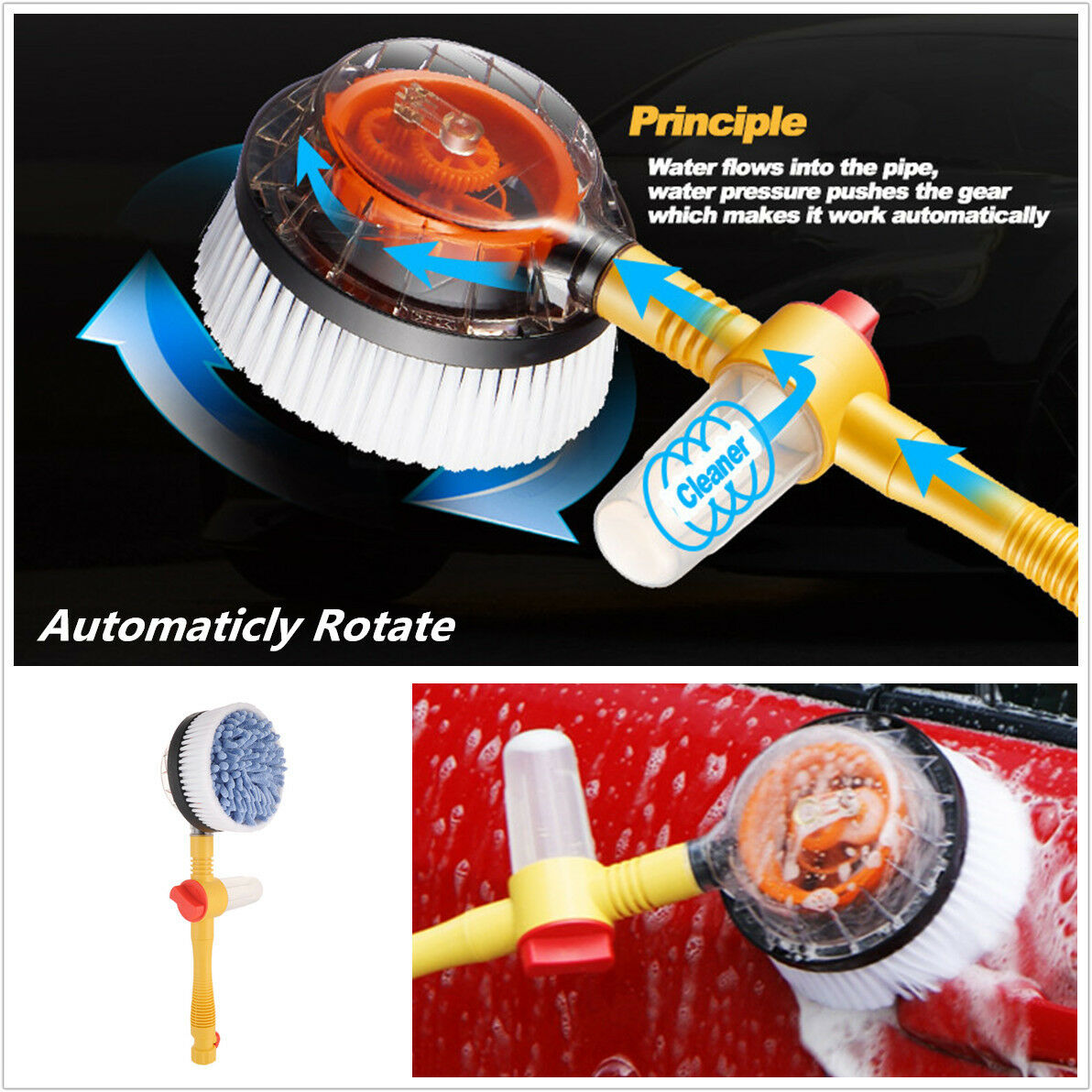 Car Wash Switch Water Flow Spray Foam Automatic Washing Brush Auto Clean Tools