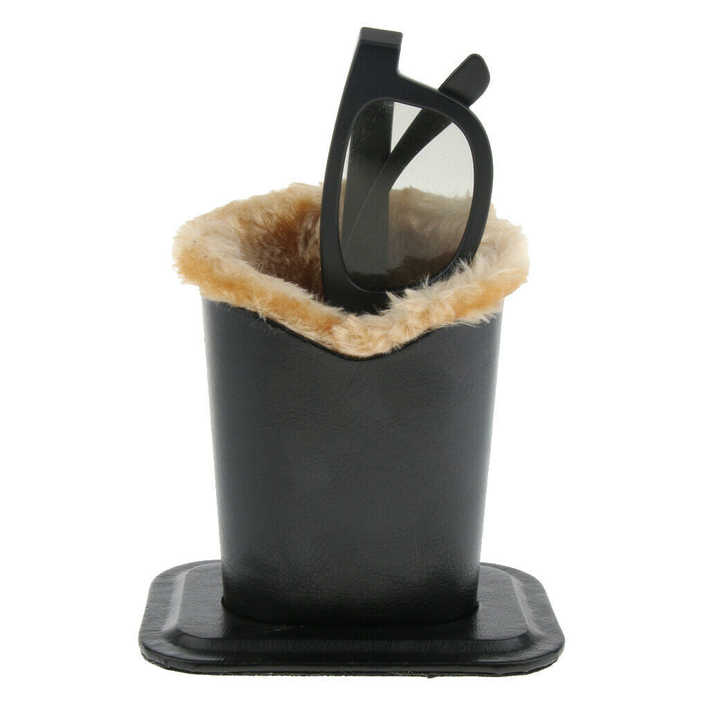 Upright PULeather Anti Scratch Plush Lined Eyeglass Holder Stand Glasses Case 03