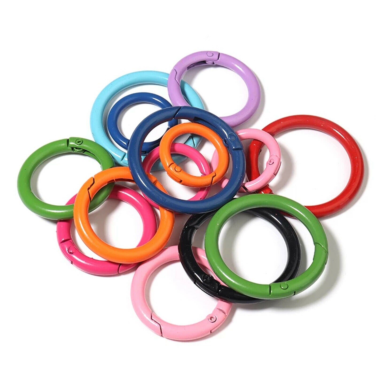 20x Multicolored Round Spring Snap Clip Hook Alloy Carabiner Keychain Buckle
