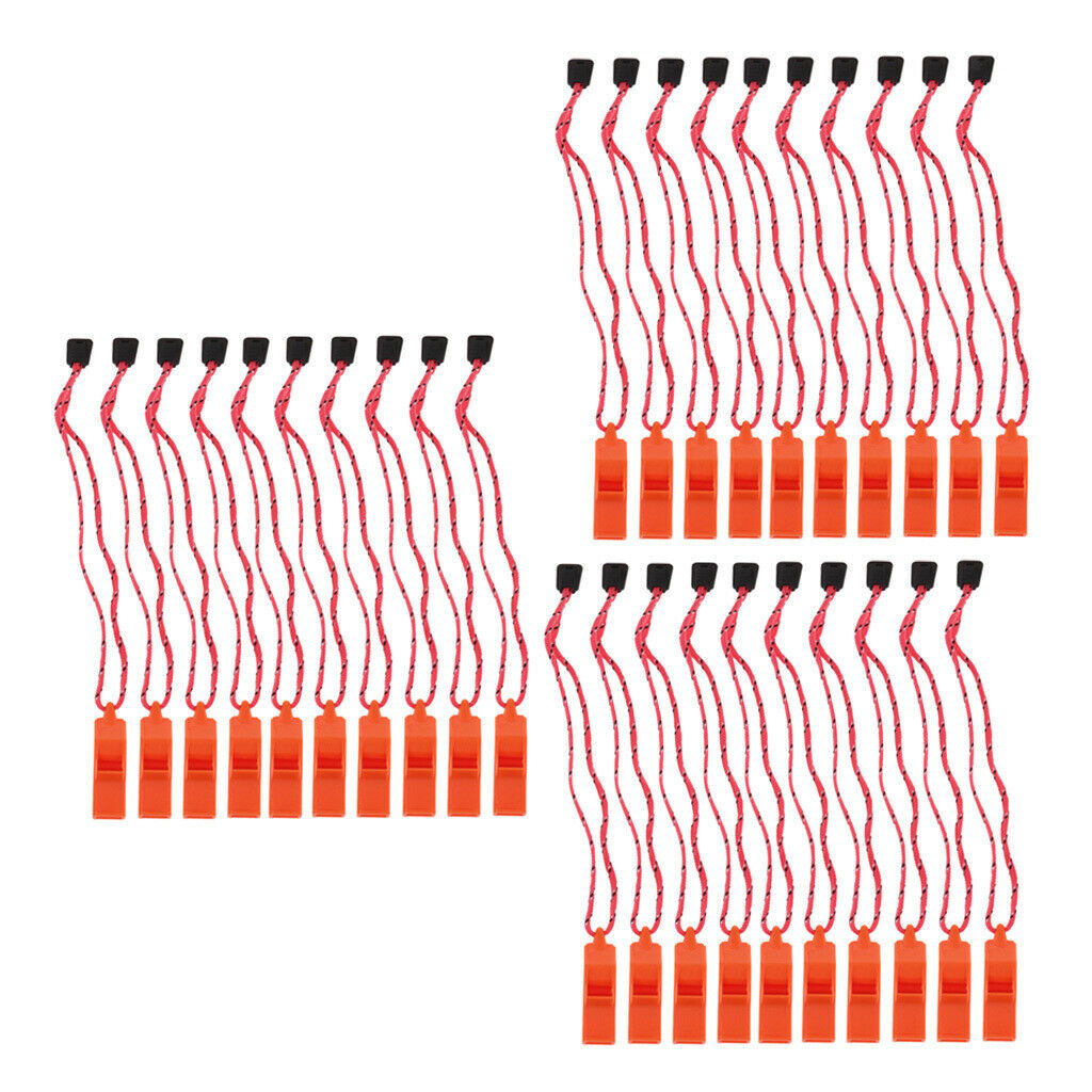 30Pcs Whistle With Lanyard For Safety Hiking