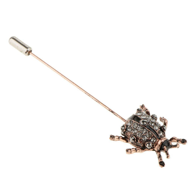 Rhinestone Ladybird Bug Insect Brooch Stick Pin Collar Lapel Jewelry Black
