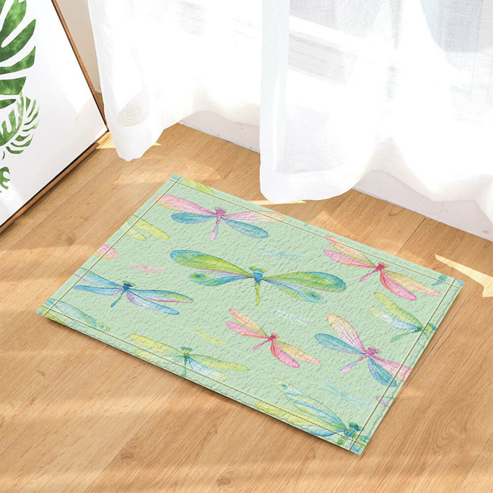Watercolor Dragonflies for Kids Bathroom Rug Non-Slip Floor Indoor Door Mat