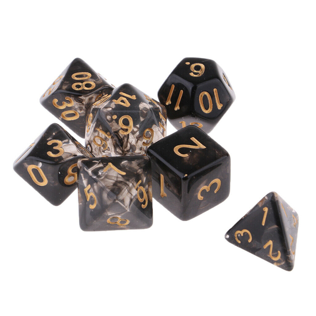 7 Pieces Plastic Clear Transparent Multi-side with Number Dice Set style1