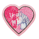 Heart Reversible Sequin Sew On Patches for DIY Clothes Patch Applique B Lt